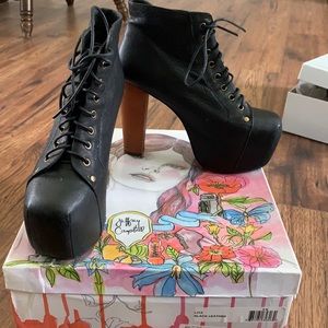 JEFFREY CAMPBELL_ LITA BLACK LEATHER * SIZE 9M *